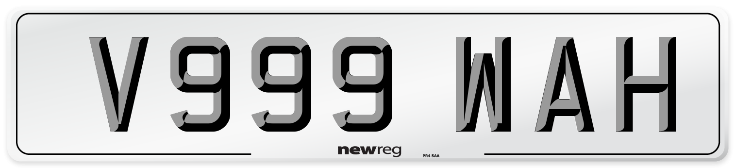 V999 WAH Number Plate from New Reg